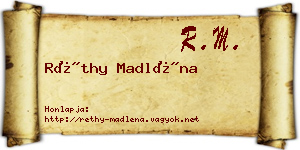 Réthy Madléna névjegykártya